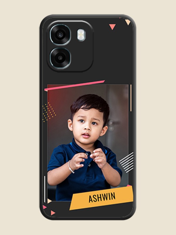 Custom Photo Frame with Triangle Small Dots on Photo On Space Black Custom Soft Matte Mobile Back Cover - Oppo K14 5G