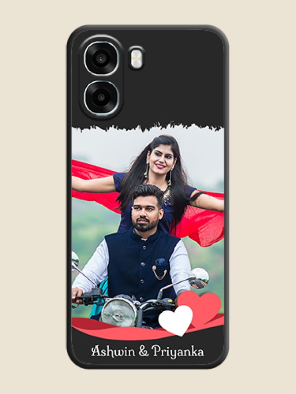 Custom Pin Color Love Shaped Ribbon Design with Text On Space Black Custom Soft Matte Mobile Back Cover - Oppo K14x 5G
