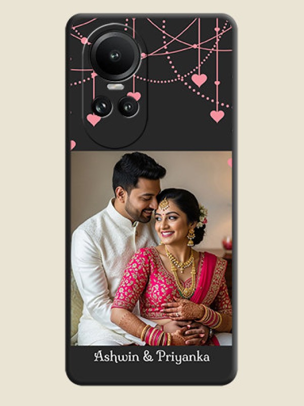 Custom Pink Love Hangings with Text on Space Black Custom Soft Matte Back Cover - Reno 10 5G