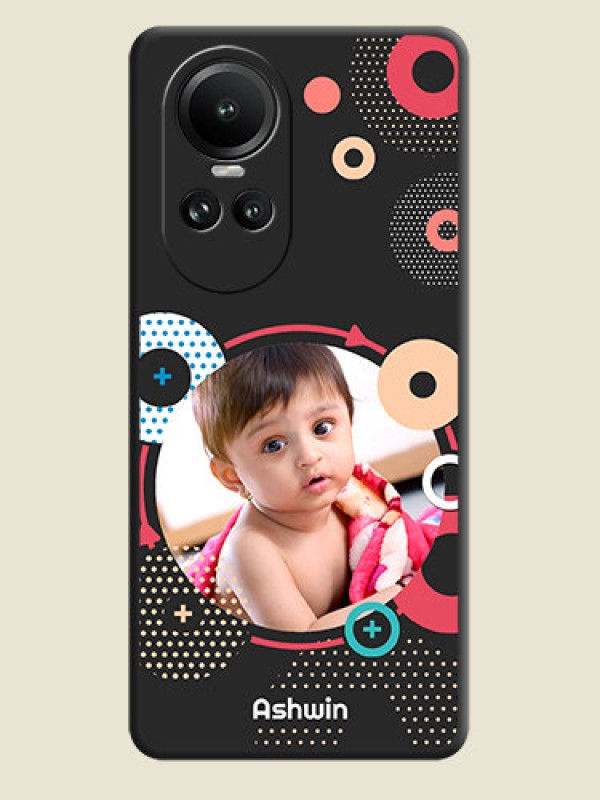 Custom Multicoloured Round Image on Personalised Space Black Soft Matte Cases - Reno 10 5G
