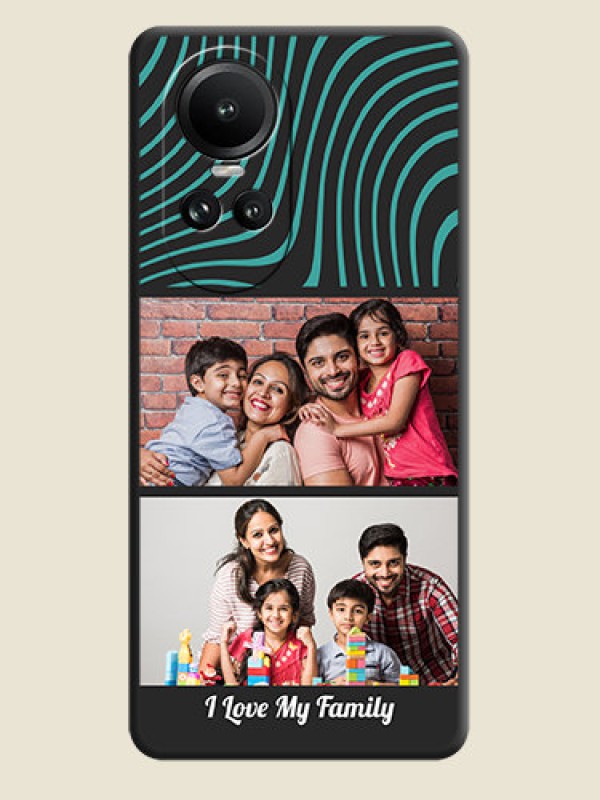 Custom Wave Pattern with 2 Image Holder on Space Black Personalized Soft Matte Phone Covers - Reno 10 5G
