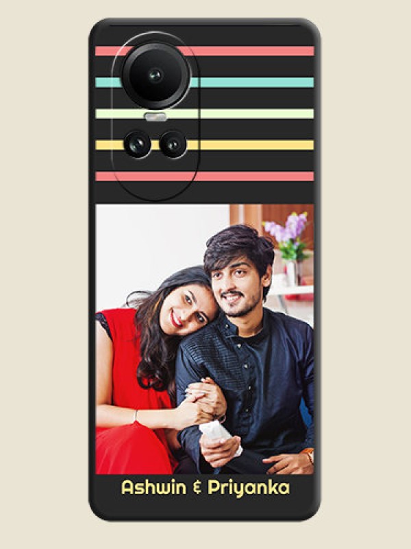 Custom Color Stripes with Photo and Text - Photo on Space Black Soft Matte Mobile Case - Reno 10 5G
