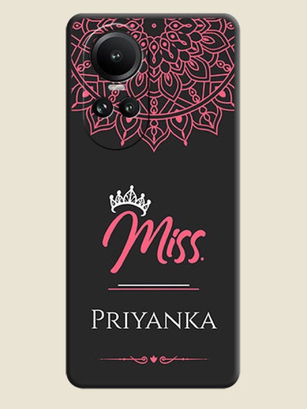 Custom Mrs Name with Floral Design on Space Black Personalized Soft Matte Phone Covers - Reno 10 5G