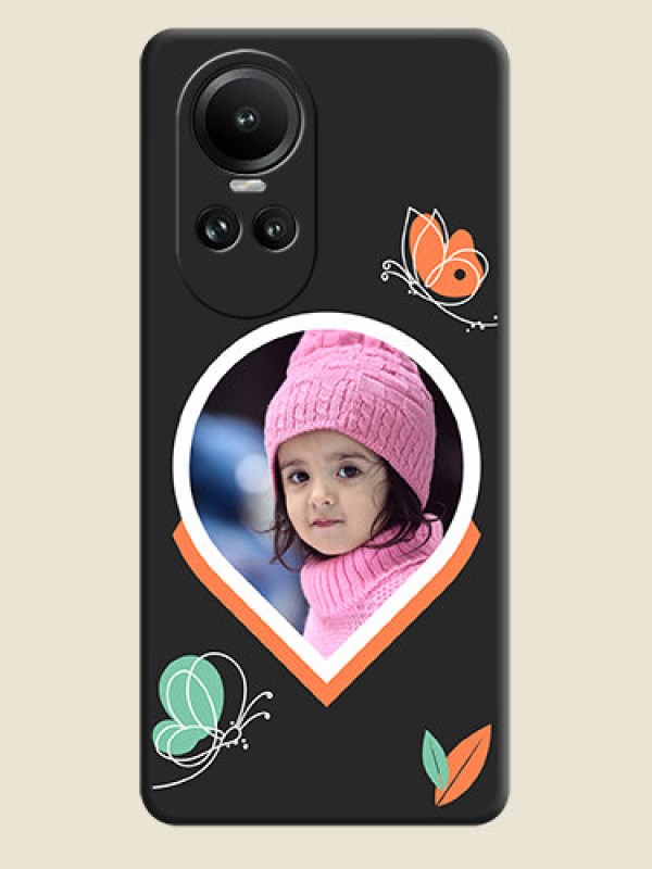 Custom Upload Pic With Simple Butterly Design On Space Black Personalized Soft Matte Phone Covers - Reno 10 5G