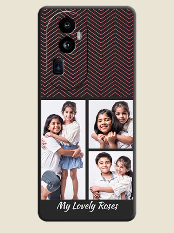 Custom Wave Pattern with 3 Image Holder on Space Black Custom Soft Matte Back Cover - Reno 10 Pro Plus 5G