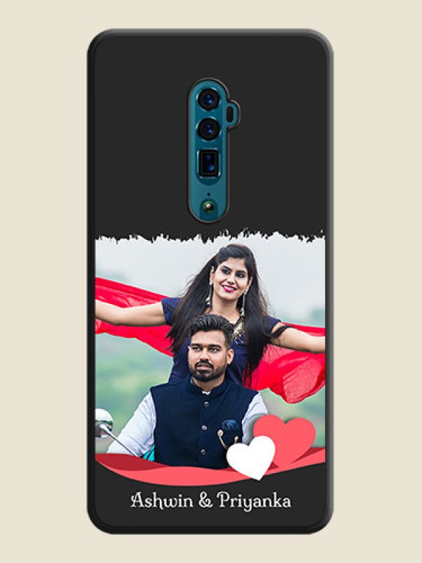 Custom Pin Color Love Shaped Ribbon Design with Text on Space Black Custom Soft Matte Phone Back Cover - Oppo Reno 10X Zoom