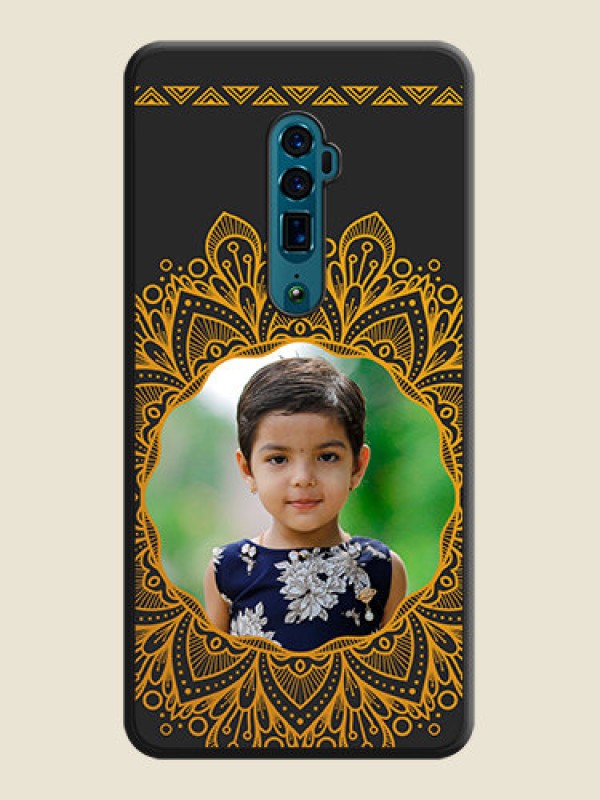 Custom Round Image with Floral Design on Photo on Space Black Soft Matte Mobile Cover - Oppo Reno 10X Zoom