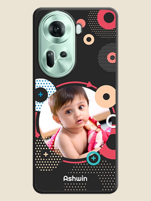 Custom Multicoloured Round Image on Personalised Space Black Soft Matte Cases - Reno 11 5G