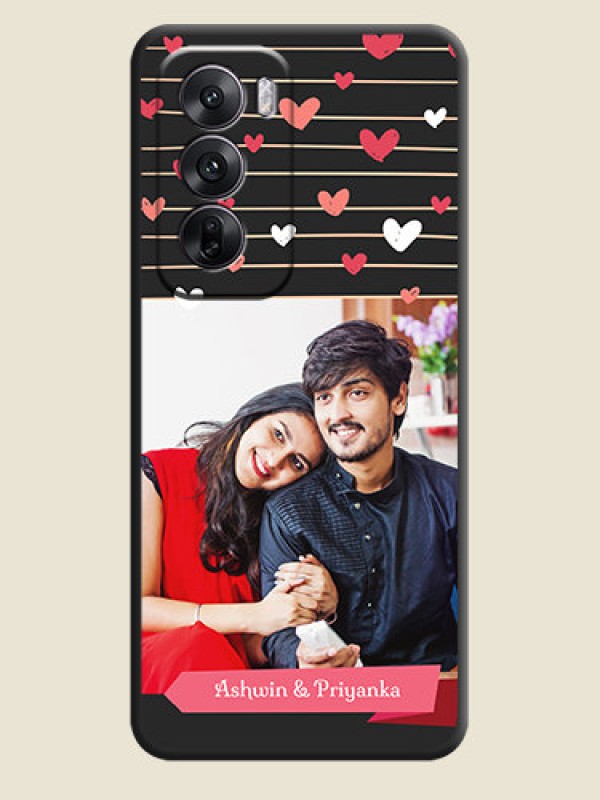 Custom Love Pattern with Name on Pink Ribbon on Photo On Space Black Custom Soft Matte Mobile Back Cover - Oppo Reno 12 5G