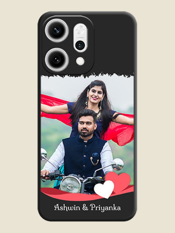 Custom Pin Color Love Shaped Ribbon Design with Text On Space Black Custom Soft Matte Mobile Back Cover - Oppo Reno 14 Pro 5G