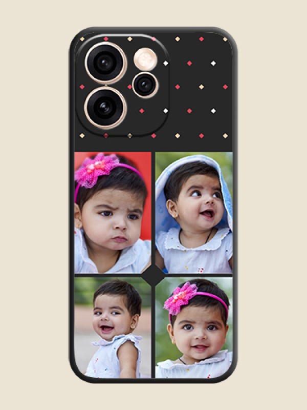 Custom Multicolor Dotted Pattern with 4 Image Holder On Space Black Custom Soft Matte Mobile Back Cover - Oppo Reno 15 Pro 5G