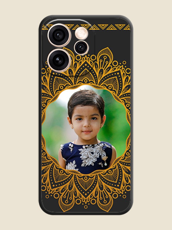 Custom Round Image with Floral Design On Space Black Custom Soft Matte Mobile Back Cover - Oppo Reno 15 Pro 5G