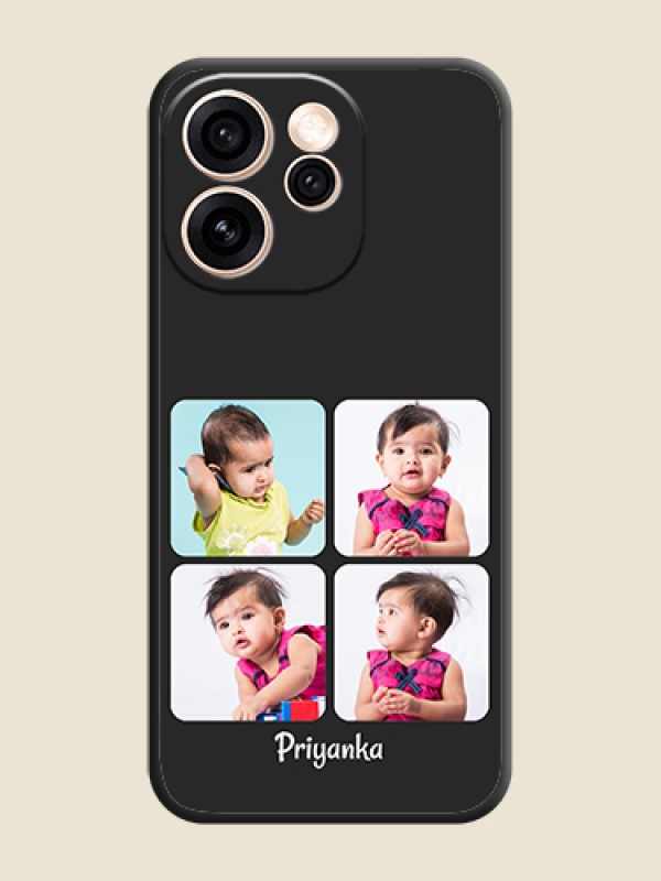 Custom Floral Art with 6 Image Holder on Photo On Space Black Custom Soft Matte Mobile Back Cover - Oppo Reno 15 Pro Mini 5G