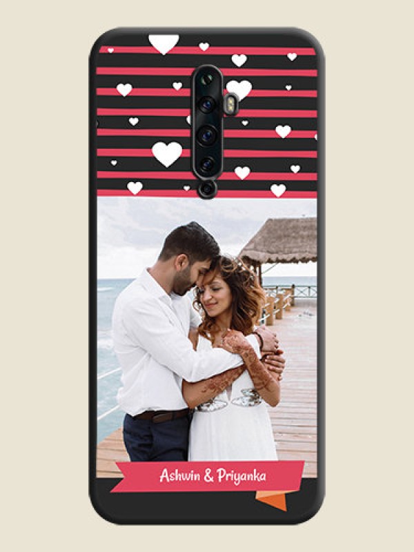 Custom White Color Love Symbols with Pink Lines Pattern on Space Black Custom Soft Matte Phone Cases - Oppo Reno 2F