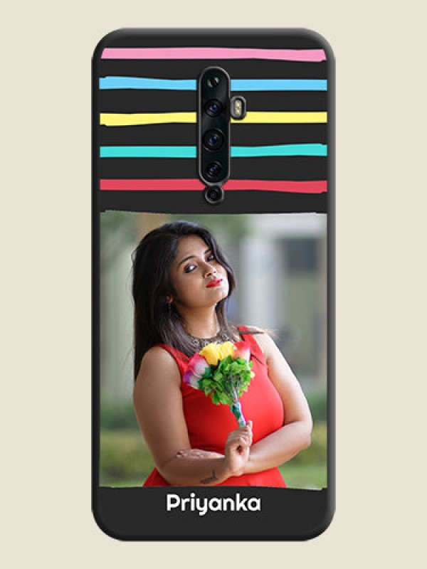 Custom Multicolor Lines with Image on Space Black Personalized Soft Matte Phone Covers - Oppo Reno 2F