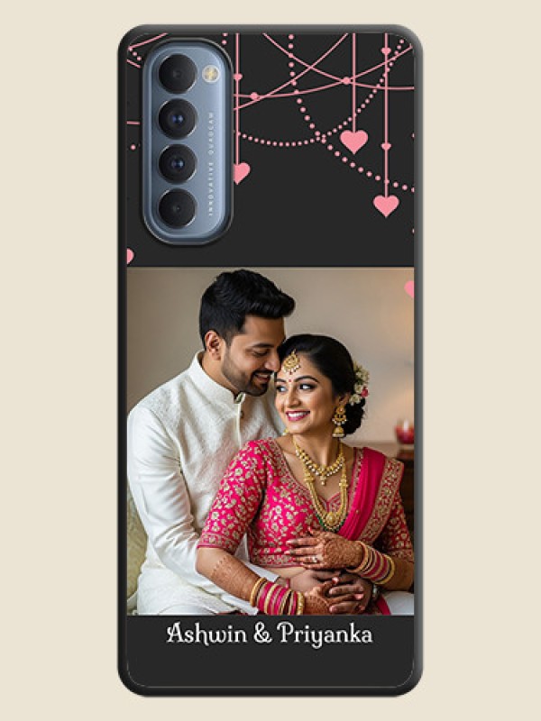 Custom Pink Love Hangings with Text on Space Black Custom Soft Matte Back Cover - Oppo Reno 4 Pro