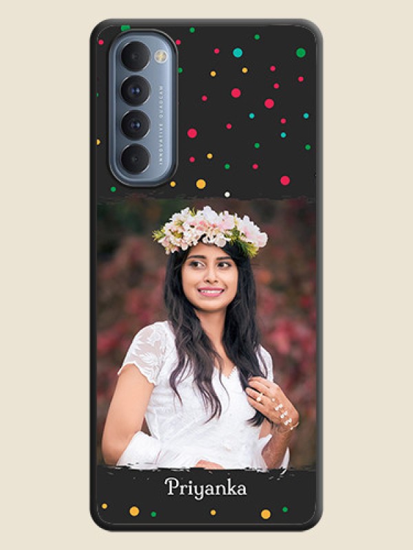 Custom Multicolor Dotted Pattern with Text on Space Black Custom Soft Matte Phone Back Cover - Oppo Reno 4 Pro