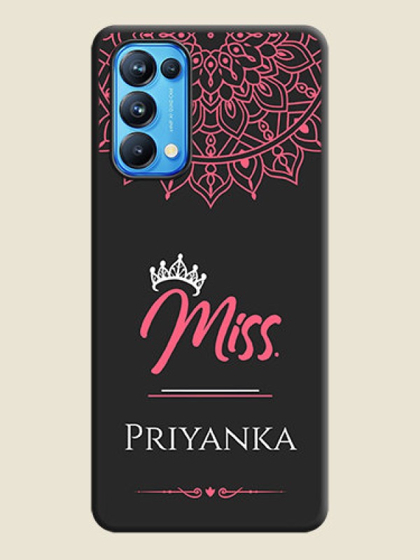 Custom Mrs Name with Floral Design on Space Black Personalized Soft Matte Phone Covers - Reno 5 Pro