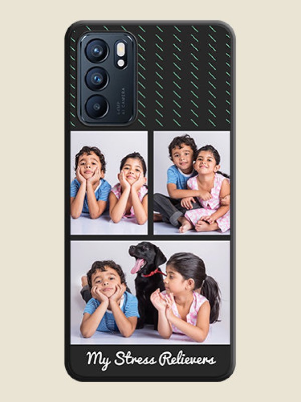 Custom Cross Dotted Pattern with 2 Image Holder on Personalised Space Black Soft Matte Cases - Oppo Reno 6 5G