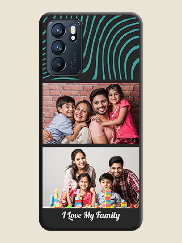 Custom Wave Pattern with 2 Image Holder on Space Black Personalized Soft Matte Phone Covers - Oppo Reno 6 5G