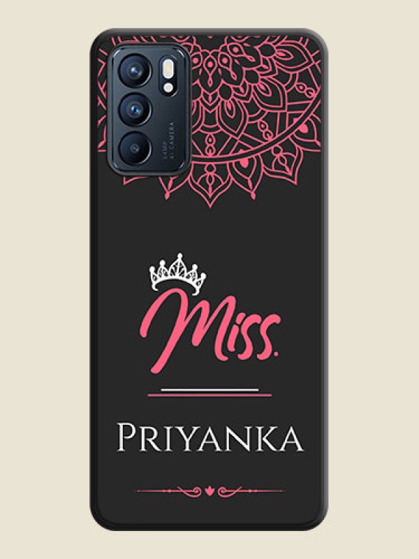 Custom Mrs Name with Floral Design on Space Black Personalized Soft Matte Phone Covers - Oppo Reno 6 5G