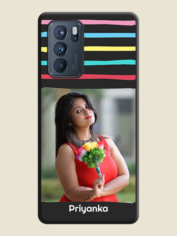 Custom Multicolor Lines with Image on Space Black Personalized Soft Matte Phone Covers - Oppo Reno 6 Pro 5G