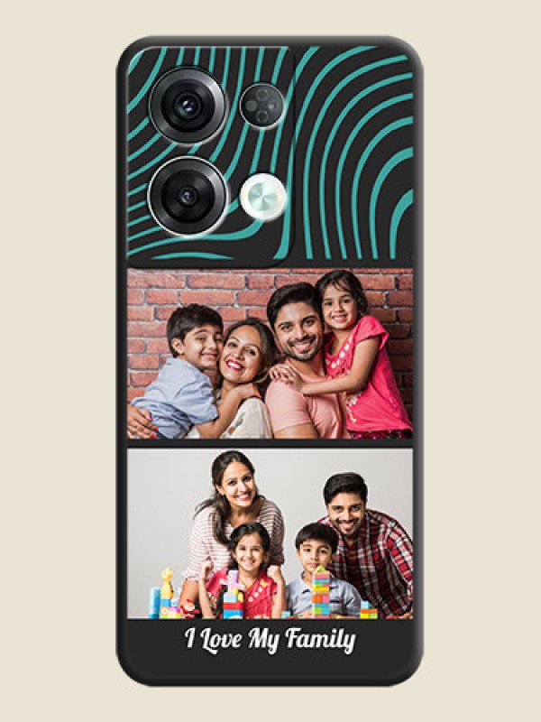 Custom Wave Pattern with 2 Image Holder on Space Black Personalized Soft Matte Phone Covers - Oppo Reno 8 Pro 5G