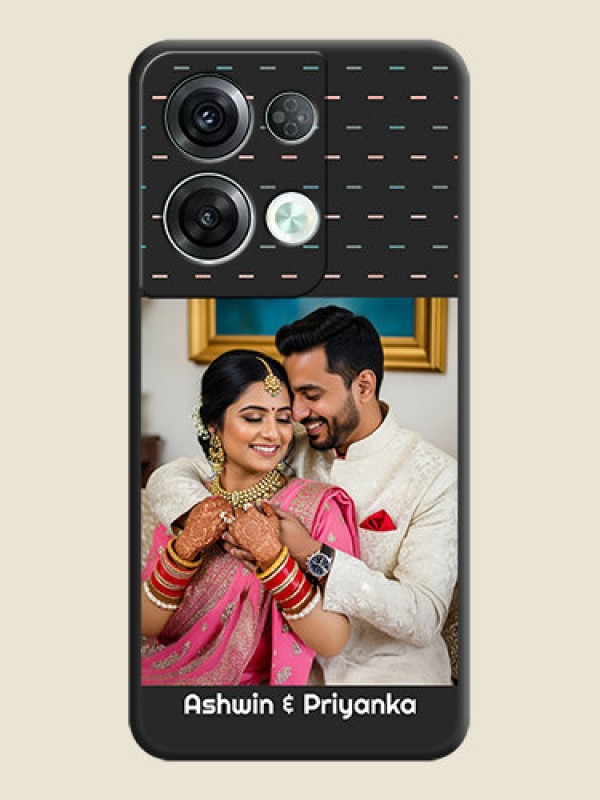 Custom Line Pattern Design with Text on Space Black Custom Soft Matte Phone Back Cover - Oppo Reno 8 Pro 5G