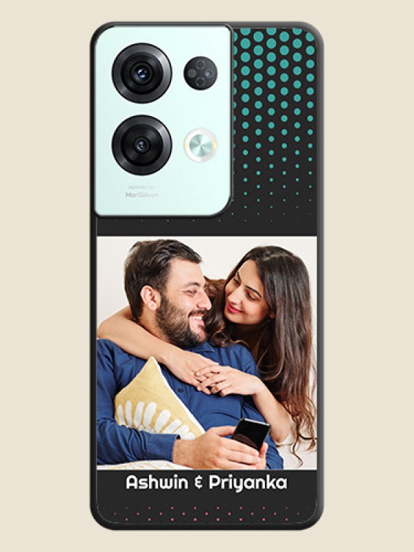 Custom Faded Dots with Grunge Photo Frame and Text on Space Black Custom Soft Matte Phone Cases - Oppo Reno 8 Pro 5G