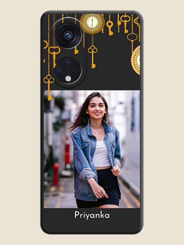 Custom Decorative Design with Text on Space Black Custom Soft Matte Back Cover - Oppo Reno 8T 5G