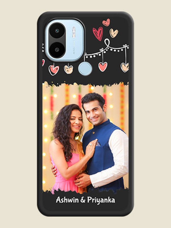 Custom Pink Love Hangings with Name on Space Black Custom Soft Matte Phone Cases - Poco C50