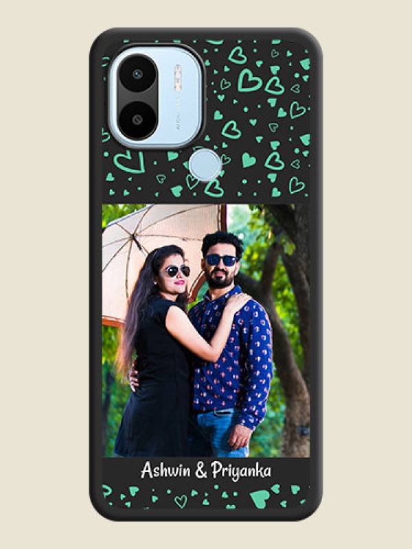 Custom Sea Green Indefinite Love Pattern on Photo on Space Black Soft Matte Mobile Cover - Poco C50