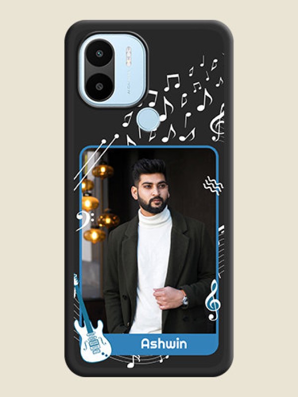 Custom Musical Theme Design with Text on Photo on Space Black Soft Matte Mobile Case - Poco C50