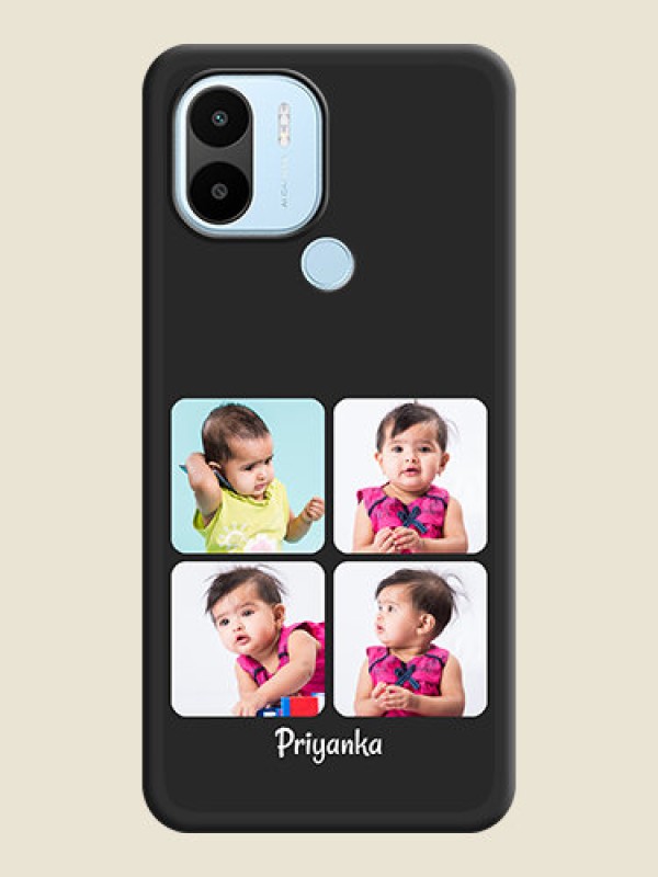 Custom Floral Art with 6 Image Holder on Photo on Space Black Soft Matte Mobile Case - Poco C50