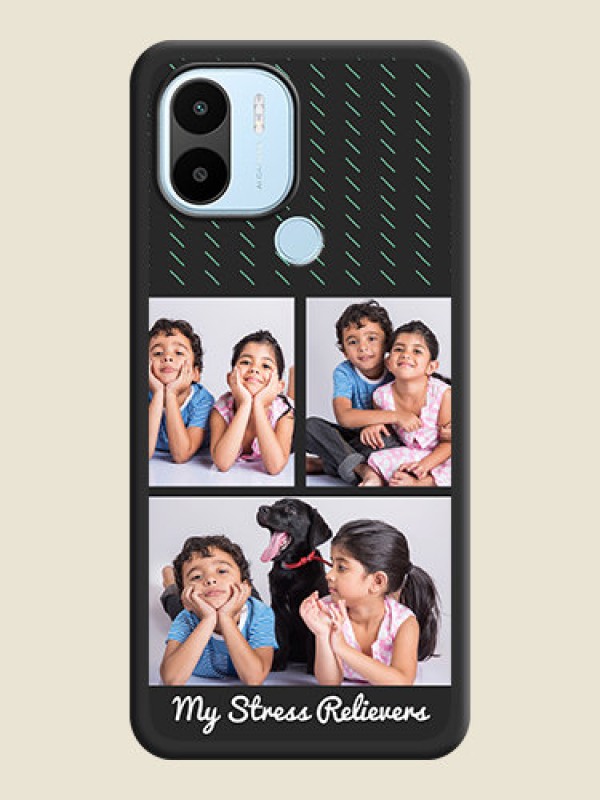 Custom Cross Dotted Pattern with 2 Image Holder  on Personalised Space Black Soft Matte Cases - Poco C50