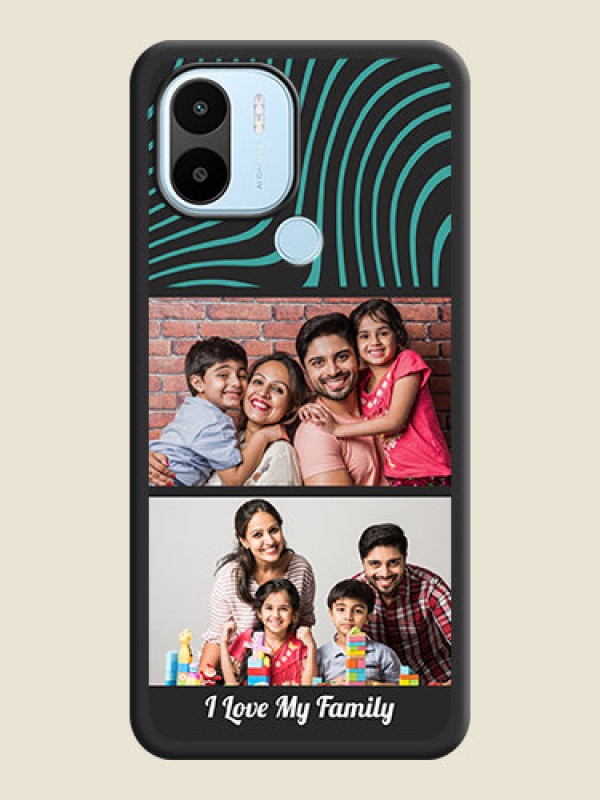 Custom Wave Pattern with 2 Image Holder on Space Black Personalized Soft Matte Phone Covers - Poco C50