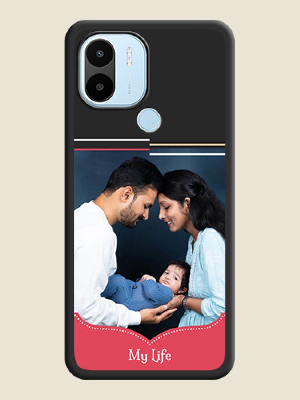 Custom Classic Plain Design with Name on Photo on Space Black Soft Matte Phone Cover - Poco C50