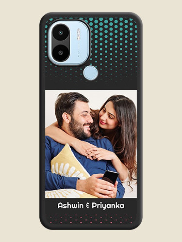Custom Faded Dots with Grunge Photo Frame and Text on Space Black Custom Soft Matte Phone Cases - Poco C50