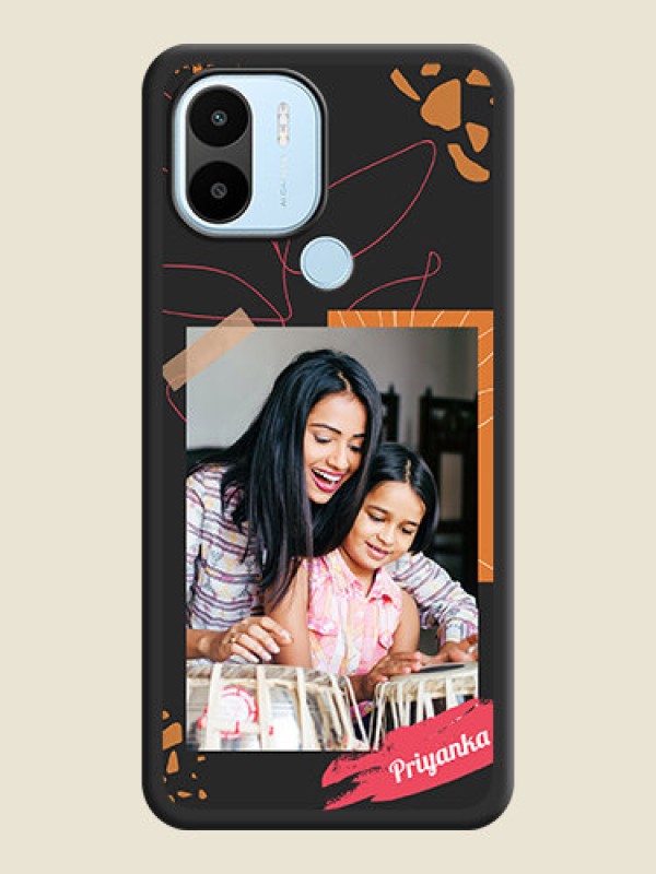 Custom Orange Photo Frame on Space Black Custom Soft Matte Phone Back Cover - Poco C50