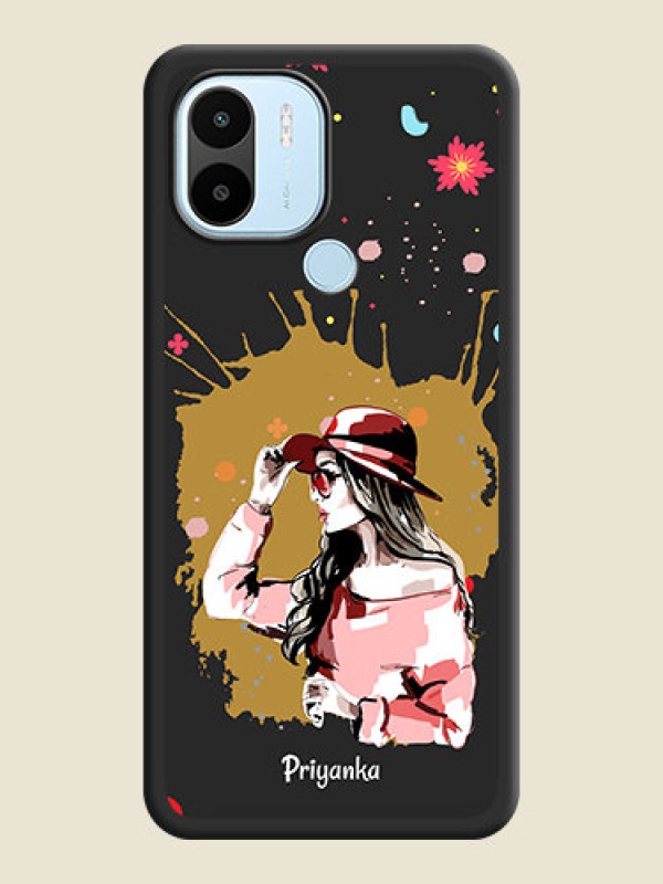 Custom Mordern Lady With Color Splash Background With Custom Text On Space Black Personalized Soft Matte Phone Covers -Poco C50