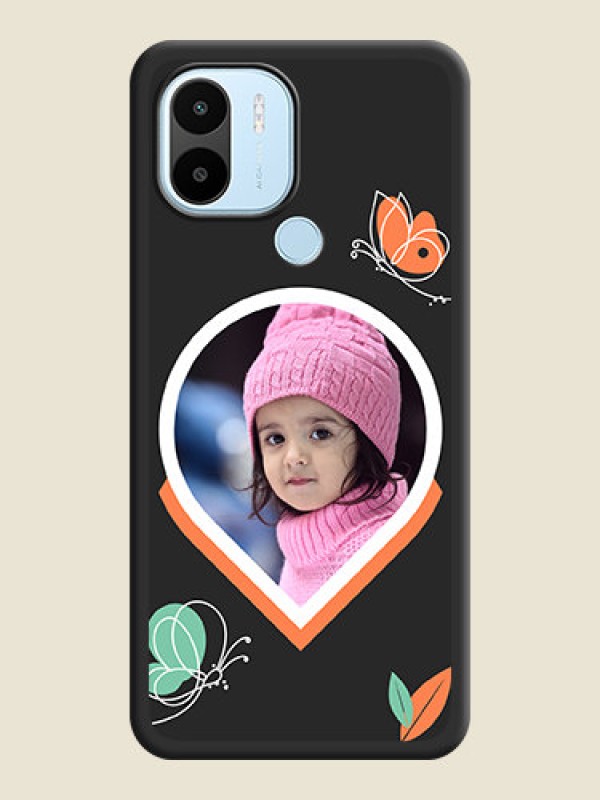 Custom Upload Pic With Simple Butterly Design On Space Black Personalized Soft Matte Phone Covers -Poco C50
