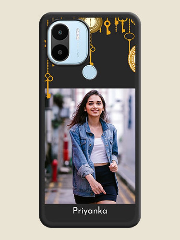 Custom Decorative Design with Text on Space Black Custom Soft Matte Back Cover - Poco C51