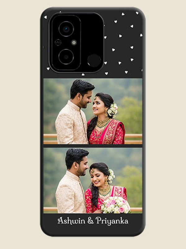Custom Miniature Love Symbols with Name on Space Black Custom Soft Matte Back Cover - Poco C55