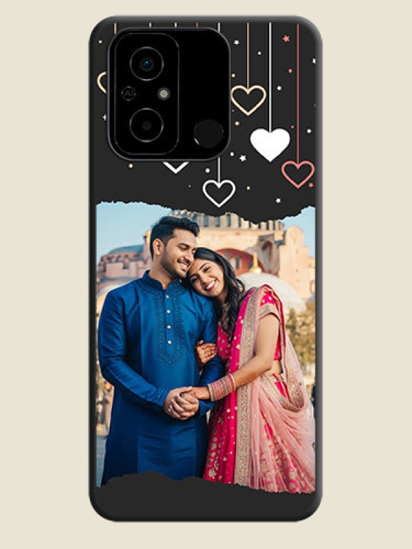 Custom Love Hangings with Splash Wave Picture on Space Black Custom Soft Matte Phone Back Cover - Poco C55