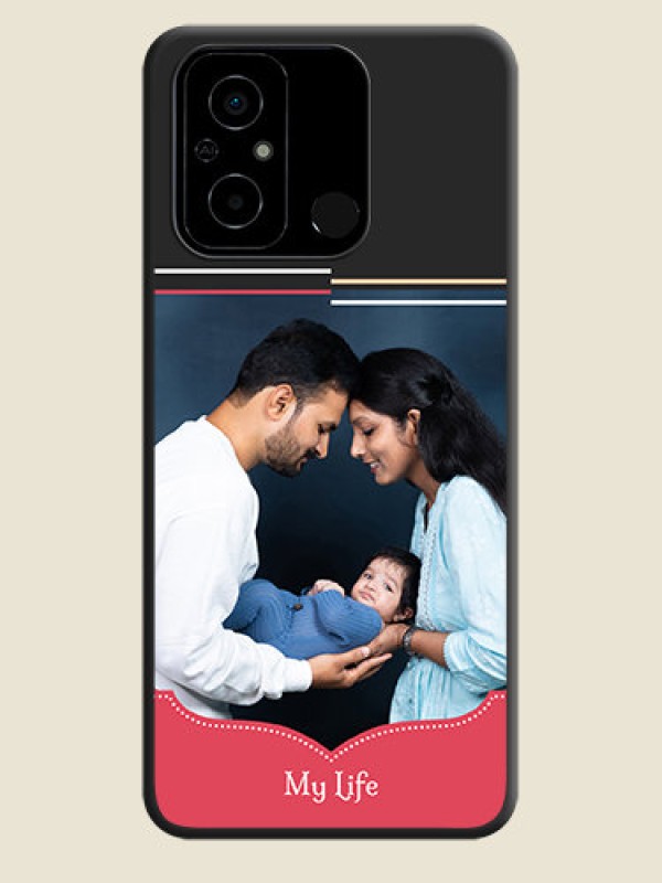 Custom Classic Plain Design with Name on Photo on Space Black Soft Matte Phone Cover - Poco C55