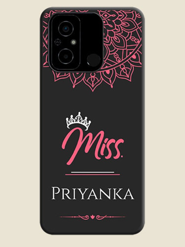 Custom Mrs Name with Floral Design on Space Black Personalized Soft Matte Phone Covers - Poco C55