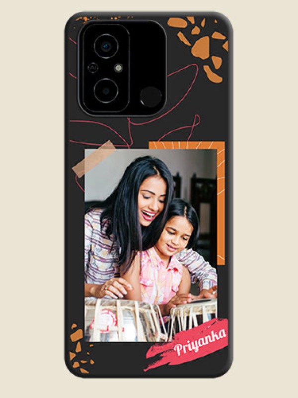 Custom Orange Photo Frame on Space Black Custom Soft Matte Phone Back Cover - Poco C55