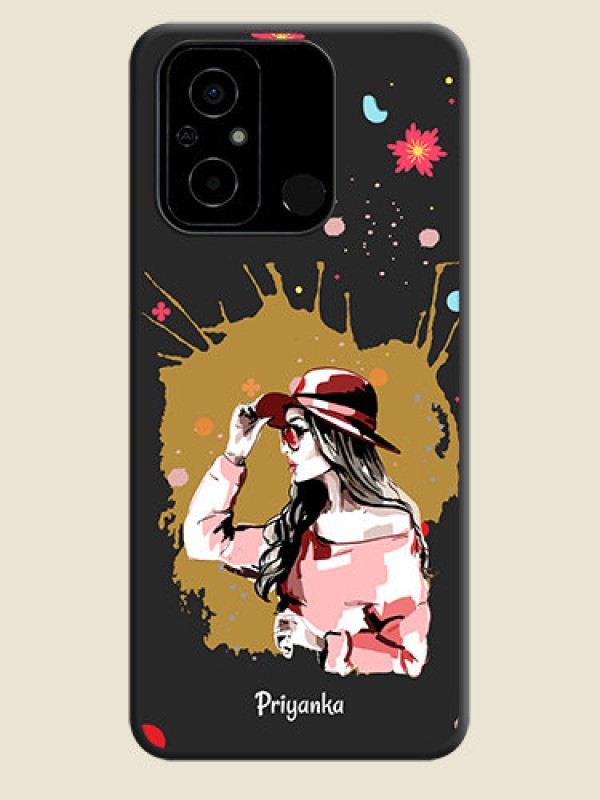 Custom Mordern Lady With Color Splash Background With Custom Text On Space Black Personalized Soft Matte Phone Covers -Poco C55
