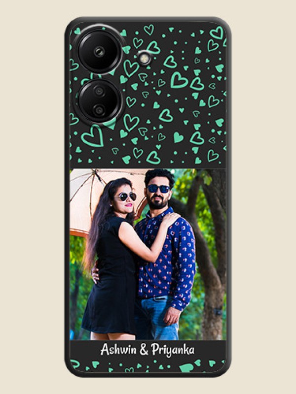 Custom Sea Green Indefinite Love Pattern on Photo On Space Black Custom Soft Matte Mobile Back Cover - Poco C65