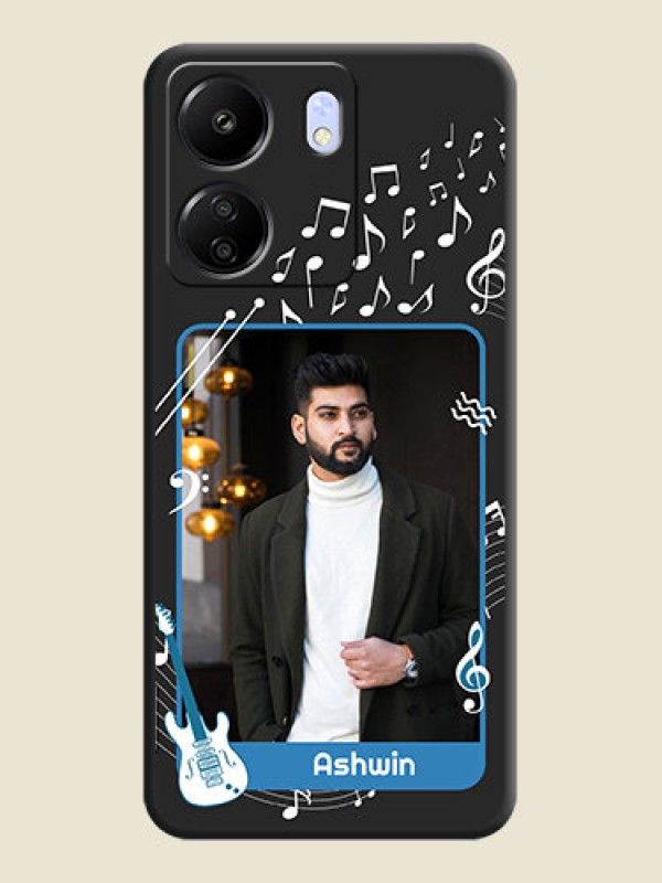 Custom Musical Theme Design with Text on Photo On Space Black Custom Soft Matte Mobile Back Cover - Poco C65